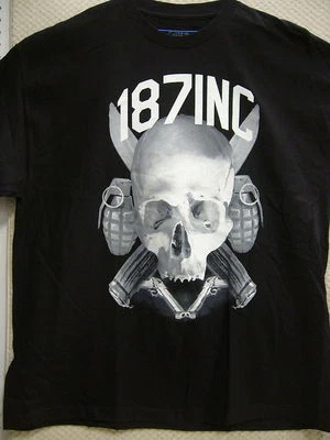 187 Inc Men's T-shirt Skull "S.K.G." --Black - Image 1 of 2