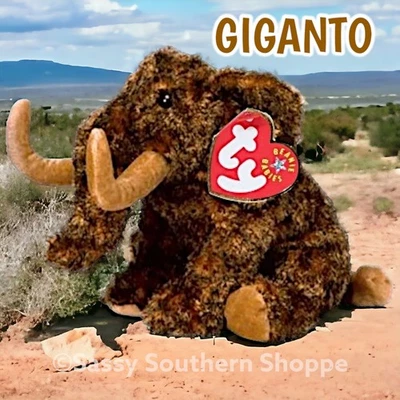 🦣 GIGANTO 🦣 2001 年 Ty 豆豆娃棕色模糊羊毛妈妈宝宝 *MWMT* — 第 1/4 张图片