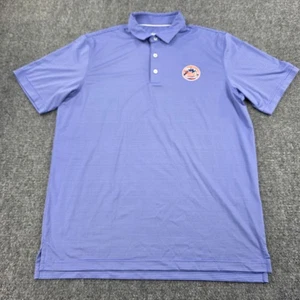 Johnnie O Herren Large blau gestreift NY Mets Polo Golf Shirt Kurzarm Polyester - Bild 1 von 7