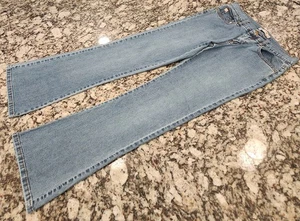 Jeans vintage Roxy bootcut taglia 7 vita bassa blu lavaggio chiaro denim tasca con patta Y2K - Foto 1 di 9