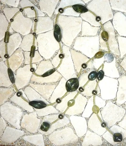 ★ Cadena larga en Y ★ FLOWER POWER ★ verde oliva ★ - Imagen 1 de 3