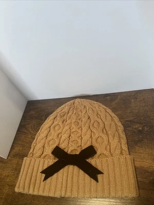 NWOT Kate Spade New York Women’s Knit Beanie With Bow Brown Beige One Size - Image 1 of 4