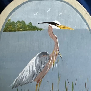 Holzkiste handbemalt. "Großer Blaureiher im Brutgefieder" 1983 B.B. - Bild 1 von 10