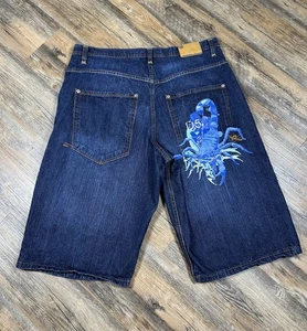 Pantalones Cortos Rocawear Para Hombre 40 Sueltos Escorpión Y2K Patinador Hip Hop 15" Entrepierna Denim - Imagen 1 de 12