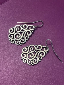 James Avery Open Sorrento Dangle Earrings Retired Sterling Silver - Picture 1 of 7