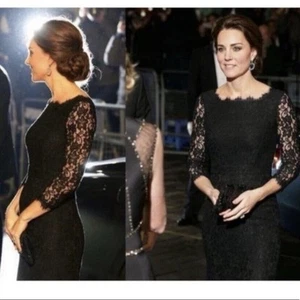 NWT DVF Diane Von Furstenberg Colleen Sheath Dress Sz 8 Black Lace Princess Cate - Picture 1 of 12