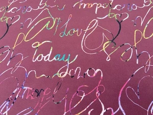 Softshell Stoff "Rainy" Bordeaux mit Schrift - Bild 1 von 5