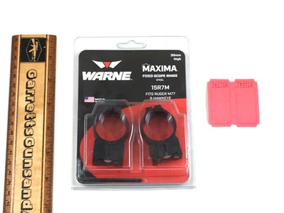Warne Maxima 30 毫米高瞄准镜环 Ruger M77 鹰眼哑光黑色 15R7M 749716 — 第 1/4 张图片