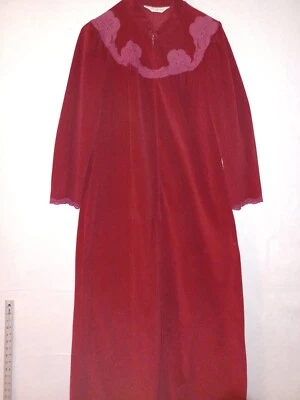 Vestido de Colección Vanity Fair Rojo Cremallera Polar Casa Vestido Bata Larga S Mujeres EE. UU. Encaje  Foto 1 de 4