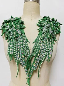 1 Pair 3D Flower Applique Sequin Beaded Embroidery Lace Trim Patch Chic Material - Picture 1 of 30