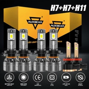 AUXBEAM H7+H7 28000LM LED Headlight High+Low+H11 H8 Fog Bulbs Combo 6500K Canbus - Picture 1 of 12