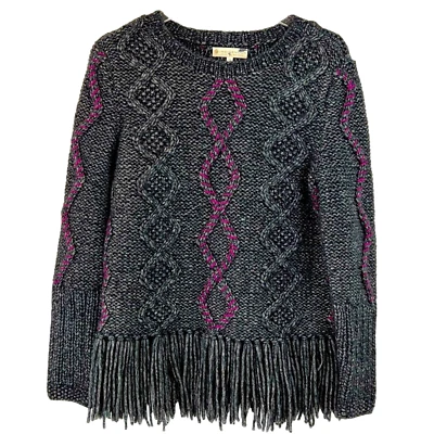 NUEVO INDÍGENA Perú Orgánico Lana de Alpaca Tejido con Cable Flecos Pullover Suéter M Foto 1 de 4