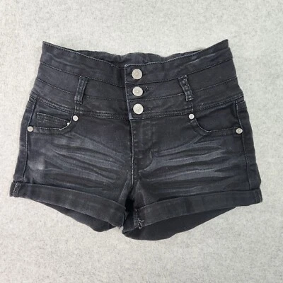 1st Kiss Casual Shorts Junior 7 Black Summer Mini Three Button High Rise - Image 1 of 4