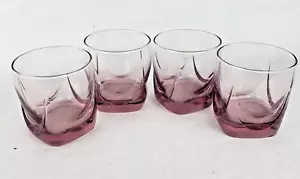 Set Of 4 Libbey 8oz Rock Glasses Plum Purple 3.75" Tall Tumblers - Picture 1 of 7
