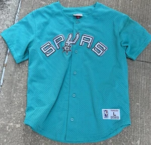 San Antonio Spurs Baseball Jersey Teal Mitchell & Ness Size Large Wemby - Picture 1 of 5