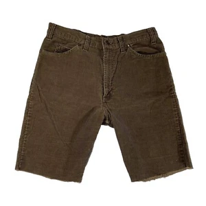 Vintage Levis Corduroy Shorts 517 Cut Off Men's 34 White Tab Talon Zip Brown 80s - Picture 1 of 13