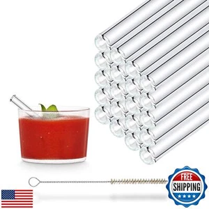 Halm Glass Straws - 20x 4 Inch Short Drinking Straws Reusable + Plastic-Free - Picture 1 of 5