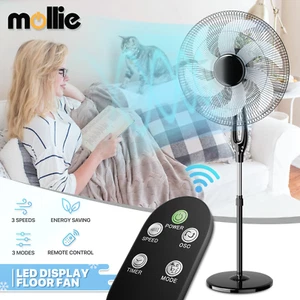 Simple Deluxe Adjustable Height 3-Speed Oscillating Pedestal Stand Fan Low Noise - Picture 1 of 12