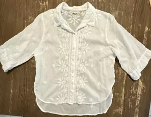 Top donna Novica grande bianco trasparente ricamato con bottoni manica 3/4 commercio equo e solidale - Foto 1 di 17