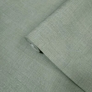 Distressed Mint green gray faux sisal grass sackcloth fabric textured wallpaper - Picture 1 of 11