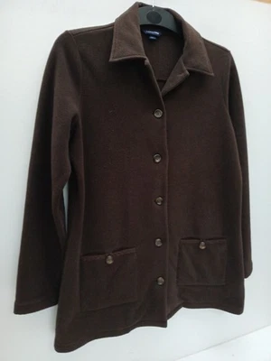 Lands End Fleece Long Sleeve Overshirt Jacket Size 10-12 Front Pockets P2P 21". - Image 1 of 4