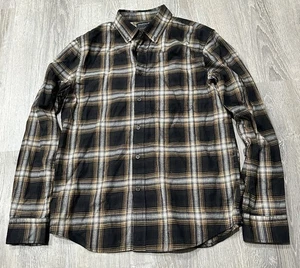 Banana Republic Shirt Men's Medium Brown Plaid Slim Fit Untucked Flannel Shirt - Picture 1 of 13