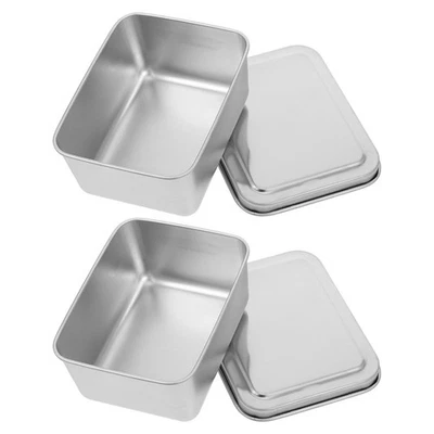  2 Stück rechteckige Backbleche aus Metall: Mit Deckel, Vorratsbehälter für - Bild 1 von 4