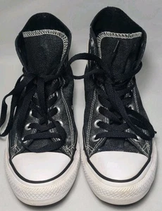 Converse Chuck Taylor All Star Black Denim High Top Sneakers Size Women 7 Used - Picture 1 of 12