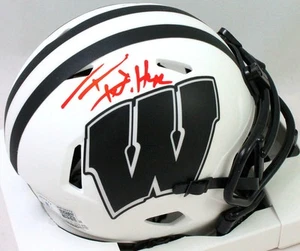 TJ Watt Signed Wisconsin Badgers Lunar Speed Mini Helmet- Beckett W Holo *Red - Picture 1 of 10