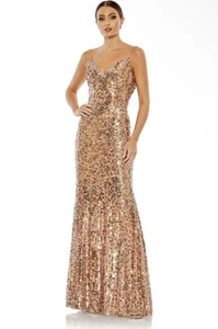 Mac Duggal 10929 Sz 12 Copper Strappy Back All Over Sequin Gown $398 - Picture 1 of 4
