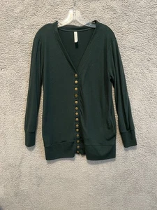 Zenana Outfitters Strickjacke Pullover XL dunkelgrün Druckknopfleiste leicht - Bild 1 von 4