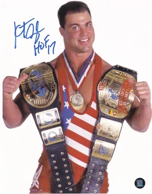 Kurt Angle Signed 8.5x11 WWE Pro Wrestling Photo Champion WWF Wrestler Olympic 1 - Image 1 of 3