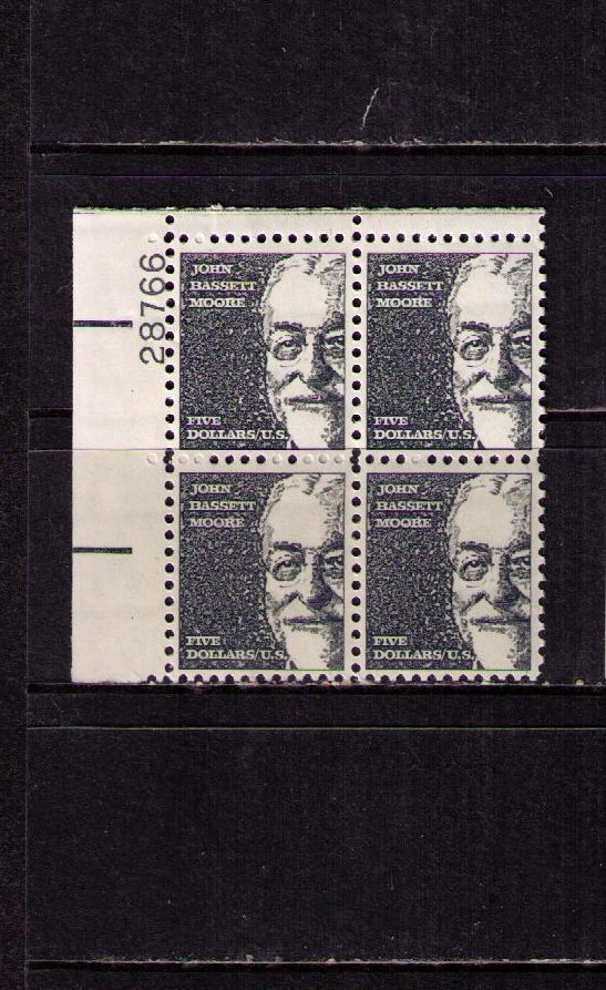 US USA Sc# 1295a MNH FVF PLATE # BLOCK John Bassett Moore Judge Tagged - Image 1 of 1
