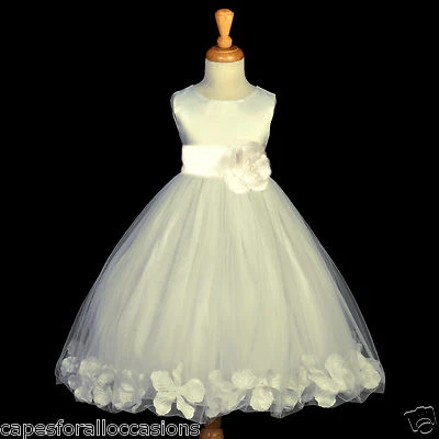 IVORY COMMUNION PAGEANT EASTER WEDDING PETAL FLOWER GIRL DRESS 12-18M 2 4 6 8 10 - Image 1 of 2