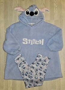 Disney Lilo & Stitch Blue Teddy Lounge Snoodie Pyjamas Set Sz L 12 14 F&F