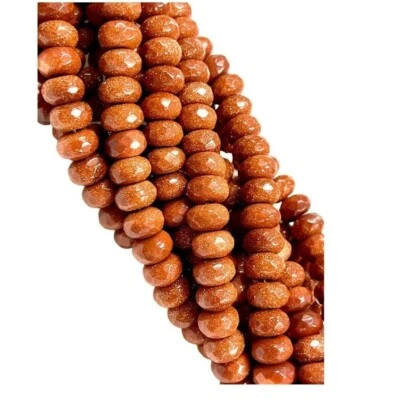 Red Goldstone Sandstone Gemstone Beads Strand, Sandstone Faceted Beads Size 10mm - Image 1 of 4