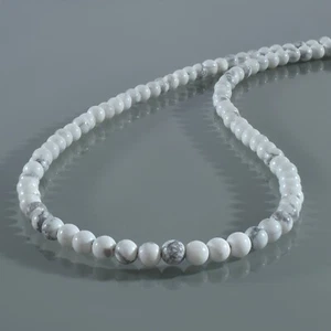 A Mano 4mm Naturale Howlite Perline Rotonde Catena 925 Collana Argento 18 " Filo - Foto 1 di 6