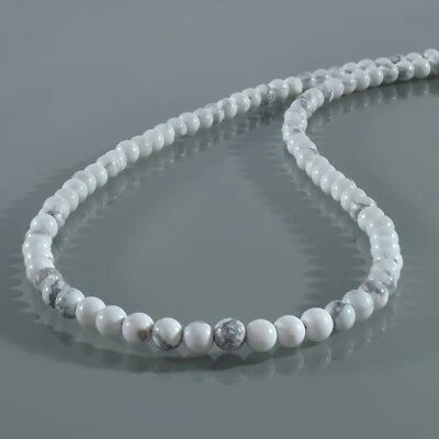 A Mano 4mm Naturale Howlite Perline Rotonde Catena 925 Collana Argento 18 " Filo - Immagine 1 di 4