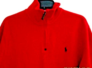 POLO Ralph Lauren Suéter Cuello Simulado Algodón Pullover 1/2 Cremallera Mediano Rojo - Imagen 1 de 4