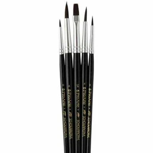 PRO ARTE ARTIST PAINT BRUSH SET 5 SCHOLAR BRUSHES OILS ACRYLIC CRAFT 36WA - Picture 1 of 2