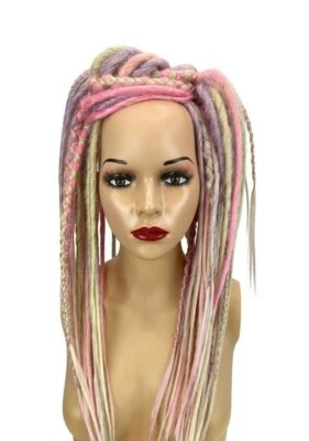 Pastel Dread Falls - Ponytail Dreadlocks on Hair Tie, Faux Locs on Hairband - image 1 of 4