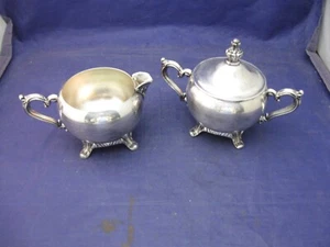 ANTIQUE SILVERPLATE CREAMER AND COVERED SUGAR BOWL. GORGEOUS! - Picture 1 of 16