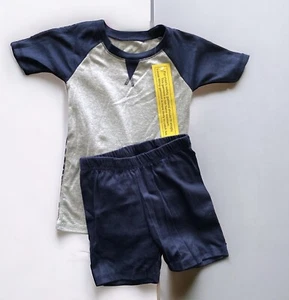 New Little Boy's Size 5 Pj Set Shirt and Shorts Gray/Navy Pajamas Lounge - Picture 1 of 1