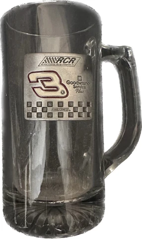 Nascar #3 Racing Goodwrench Metal Plate / Clear Glass Beer Mug Dale Earnhardt Cover