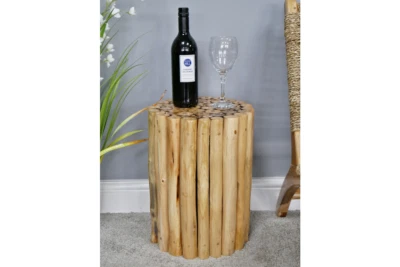Round Solid Wood Pieces Style Wooden Side Plant Stool Table Bamboo - image 1 of 4