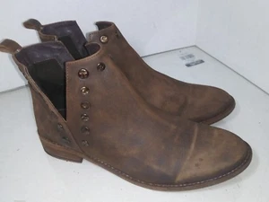 Renvy Brown Suede Bootie open sides Shoes Womens Size 8.5 Mexico - Picture 1 of 9