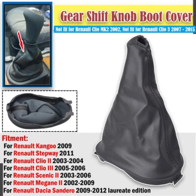 For Renault Scenic Megane Clio Kangoo Stepway Gear Shift Knob Shifter Boot Cover - Image 1 of 4