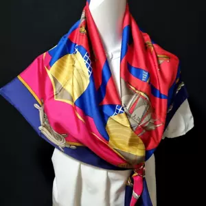 RARO VINTAGE HERMES Bufanda de Seda "Grand Largue" Carre 90 diseñado por Pierre Peron - Imagen 1 de 14