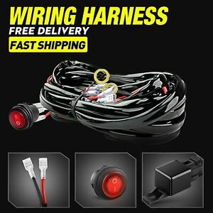 LED Work Light Bar Wiring Kit Harness Fog Driving Offroad w/ Fuse & Relay Switch