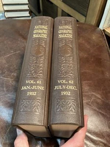 National Geographic Magazine Albrecht Bound Hardcover 1932 Volumes 61 & 62 - Picture 1 of 12